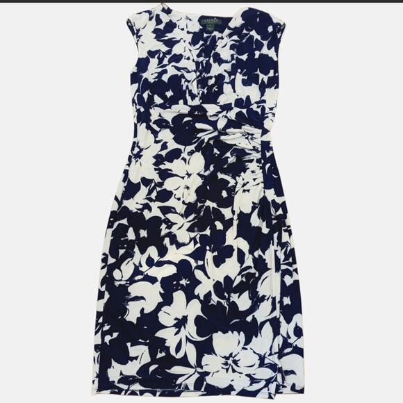 Lauren Ralph Lauren Dresses & Skirts - Lauren Ralph Lauren Classic Preppy Floral Faux Wrap, Ruched Midi Dress